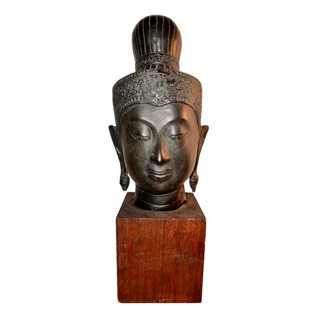 Buddha, 1919, Bronze on Wooden Pedestal For Sale