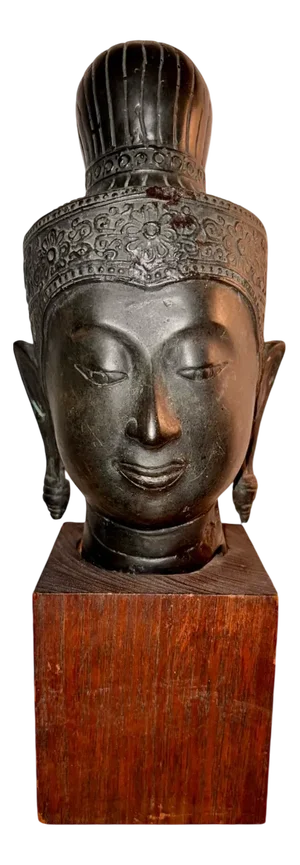 Buddha, 1919, Bronze on Wooden Pedestal