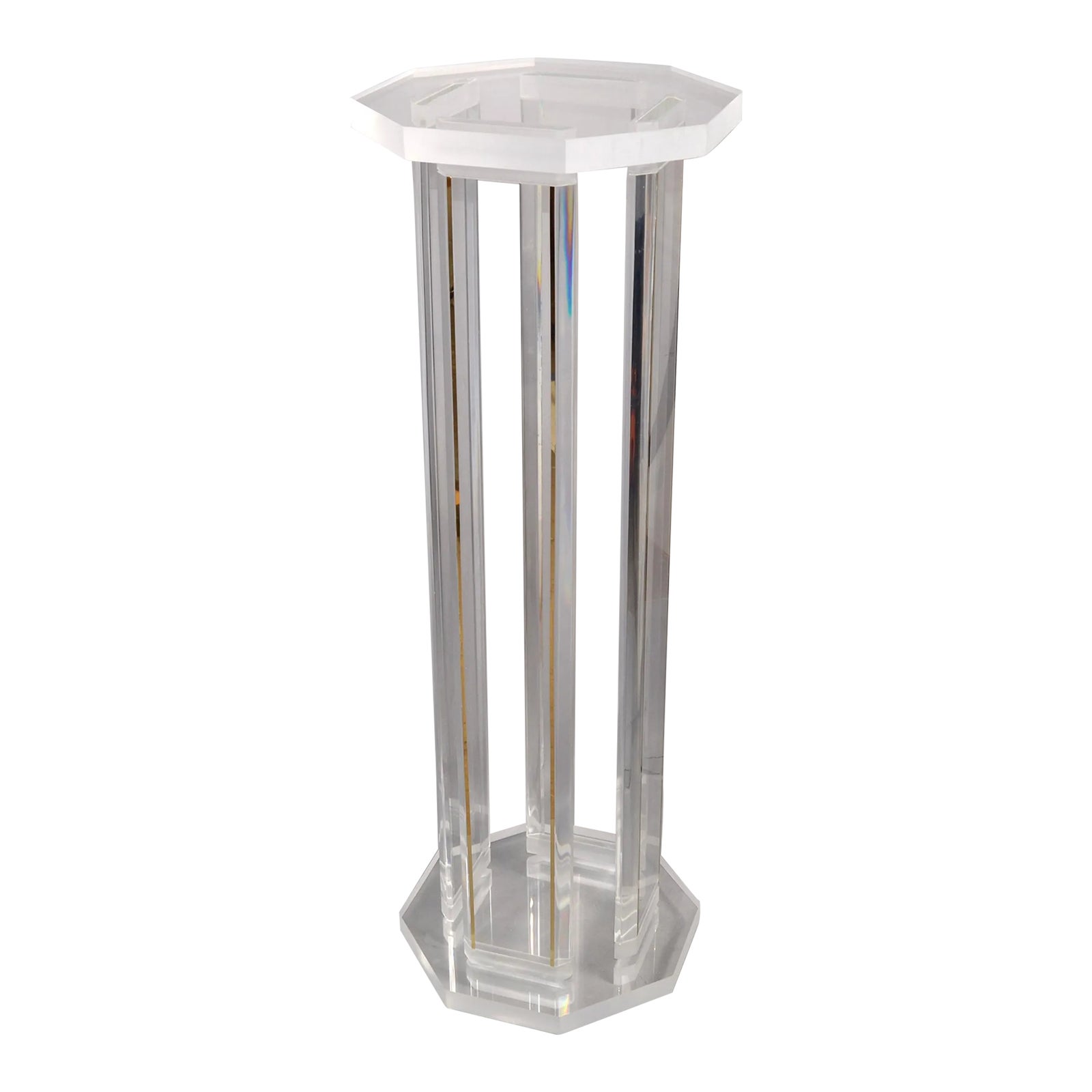 1980s Charles Hollis Jones Style Octagonal 4 Panel Lucite Pedestal ...