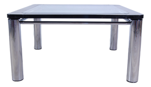 Steel and Black Enameled Wood Square Table, 1970s