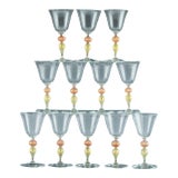 Murano Art Glass Wine Glasses-Set of Twelve For Sale