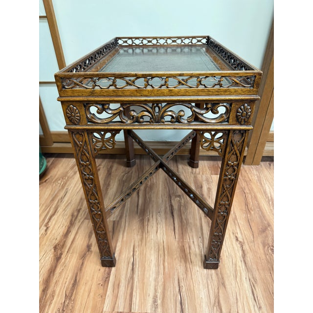 Chippendale Maitland Smith Chippendale Tea Table For Sale - Image 3 of 7