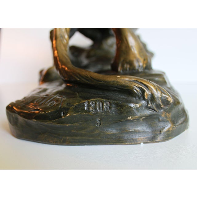 Sculpture of a Terracotta Lioness by Armand Fagotto, 20th Century For Sale - Image 14 of 14