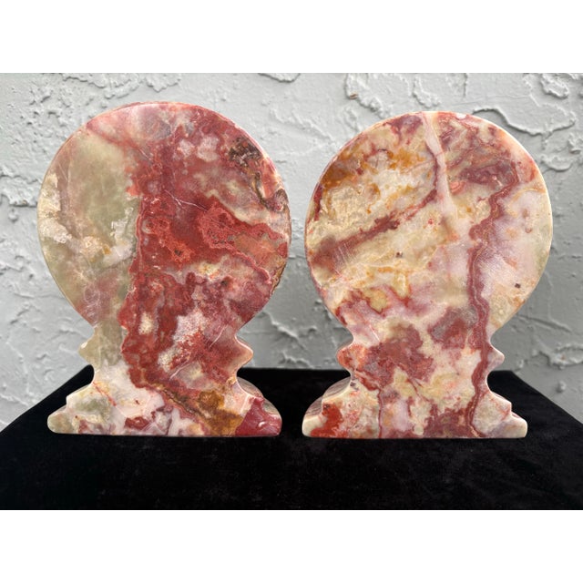 Vintage Banded Onyx Marble Bookends – Sculptural Stone Pair For Sale In Orlando - Image 6 of 12