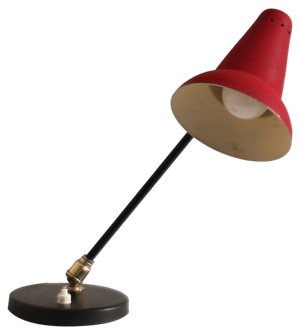 Mid-Century Adjustable Brass Table Lamp attributed to Jacques Biny for Luminalité, 1950s