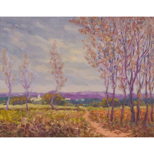 Purple Impressionist Landscape, Mid-20th Century, Oil on Board For Sale - Image 8 of 8
