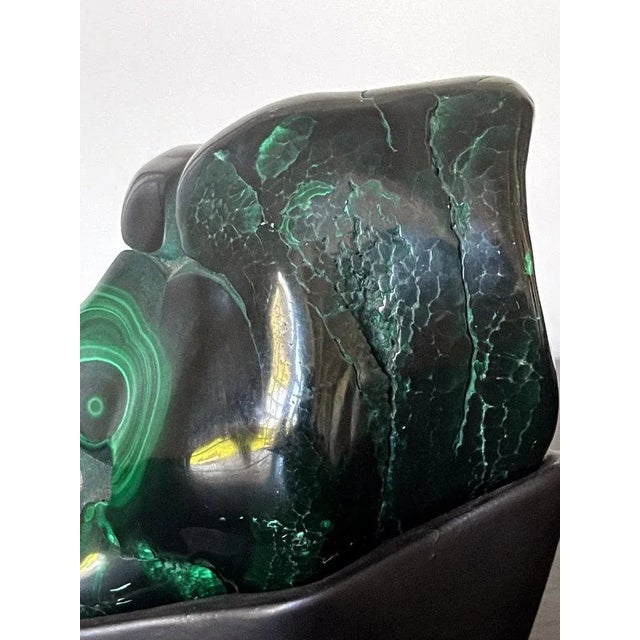 Early 20th Century Malachite Rock Specimen on Display Stand as a Viewing Stone For Sale - Image 9 of 10