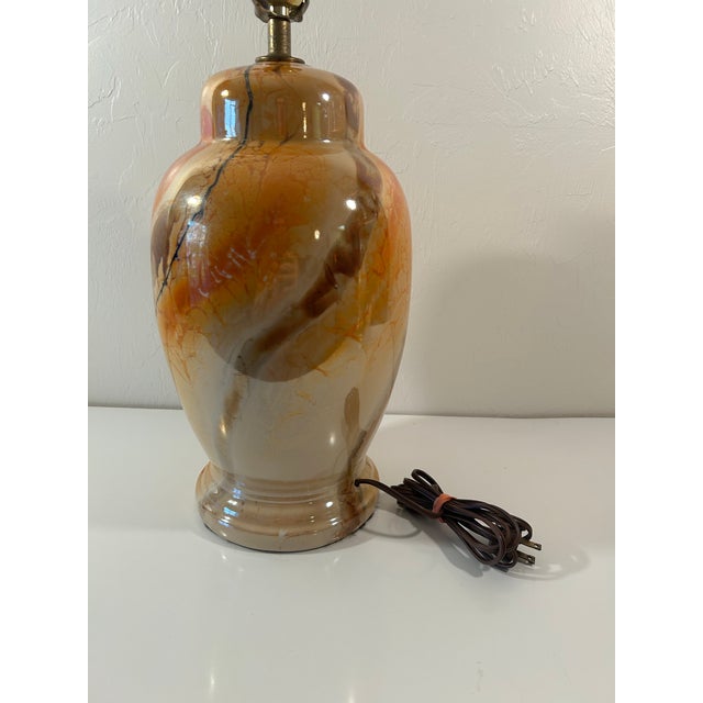 Mid-Century Modern 1960’s Faux Marble Ginger Jar Shaped Lamp For Sale - Image 3 of 5