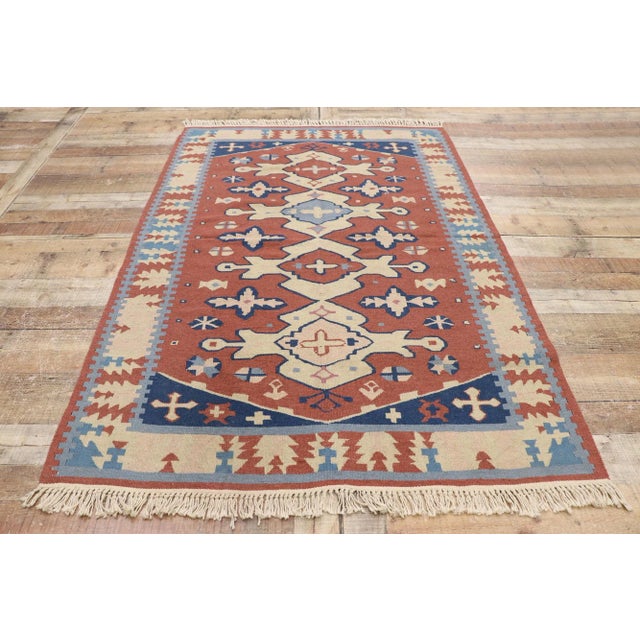 Textile Vintage Persian Shiraz Kilim Rug - 04'03 X 06'01 For Sale - Image 7 of 9