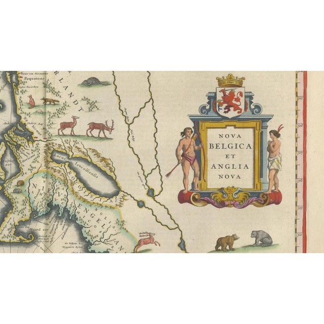 Paper Antique New England Map, 1642 For Sale - Image 7 of 15