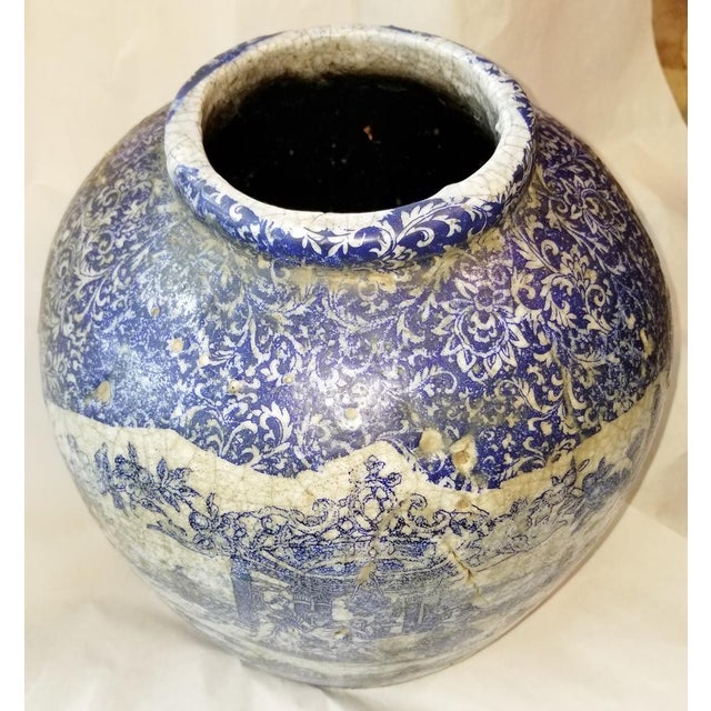 We're crazy for crazing and love this heavy and solid glazed Turkish terracotta Urn from the 1950s, cracqueleur abounds...