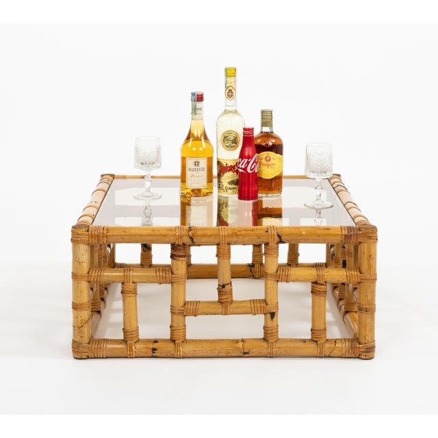 Mid-Century Coffee Table in Bamboo, Rattan and Glass attributed to Vivai del Sud, Italy, 1970s For Sale - Image 12 of 13