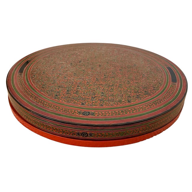 Chinese Vintage Burmese Lacquer Wood Snack Sweet Box With Removable Compartments. 20” For Sale - Image 3 of 11