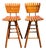 Pair Original MCM Arthur Umanoff Style Wood Slat Stools For Sale