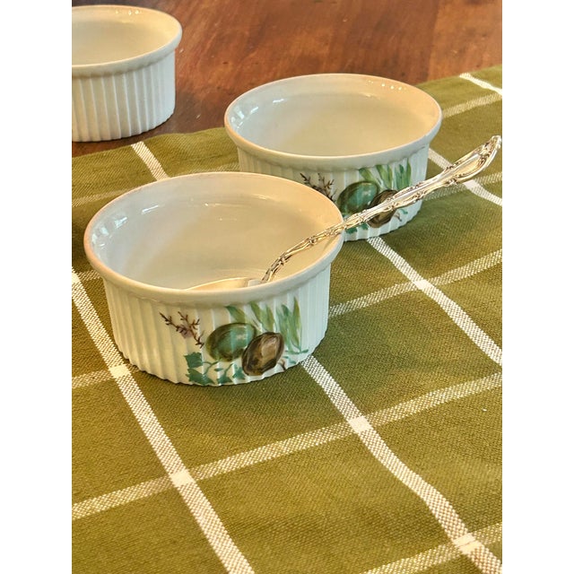 French Country Set of 6 Vintage Haviland Limoges France Hand-Painted Bird Nest & Egg Aluminite Porcelain Ramekins For Sale - Image 3 of 7