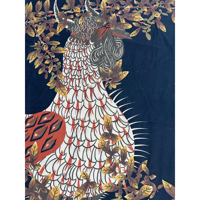 French Hand Printed Rooster Tapestry by Lurçat For Sale - Image 4 of 14