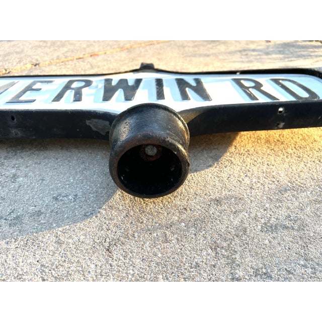 Mid 20th Century Vintage or Antique Incased Metal Double Sided “Merwin Rd” Street Sign For Sale - Image 5 of 7