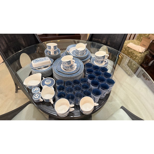 Large Collection of Currier & Ives Vintage Dish Set, With Glasses (70 Pieces Total) For Sale - Image 11 of 18
