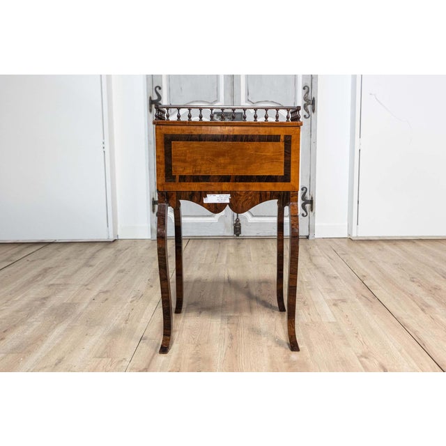 19th Century Italian 19th Century Walnut and Mahogany Writing Table with Slant Front Desk For Sale - Image 5 of 14