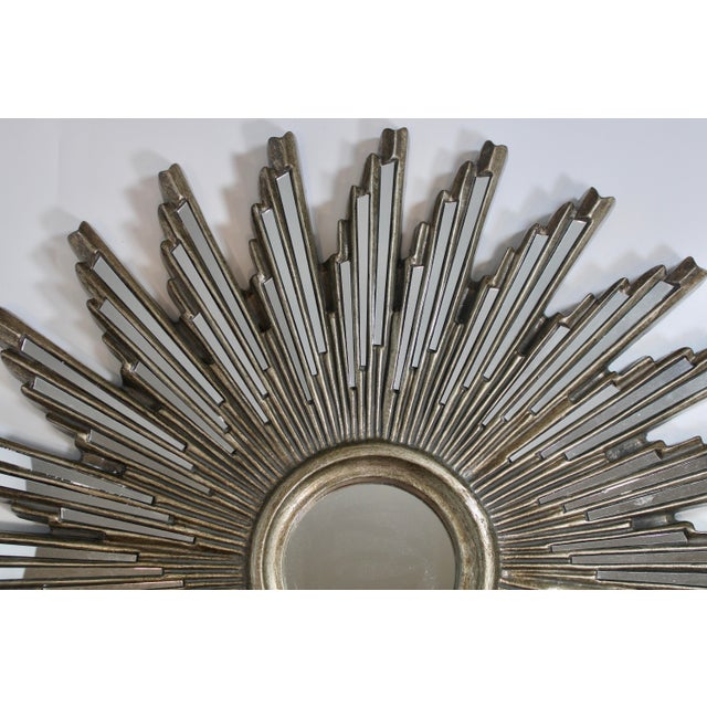 Extra Large Mid Century Modern Silver Sunburst Mirror For Sale In Tulsa - Image 6 of 10