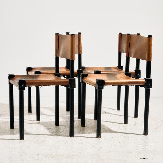 Brutalist Beech and Leather Chairs, 1970s, Set of 4 For Sale - Image 17 of 17