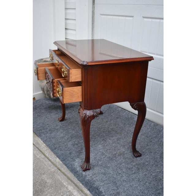 Councill Craftsmen Mahogany Lowboy Vintage Chippendale Console Shell Carved For Sale - Image 17 of 17