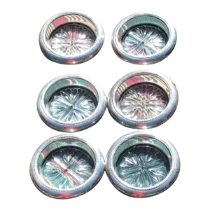 Vintage Sterling and Cut Glass Coasters- Set of 6