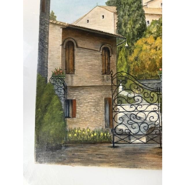 Green Vintage Italian Landscape Painting by Eleanor Hannah Harris – Dated 1990 For Sale - Image 8 of 14