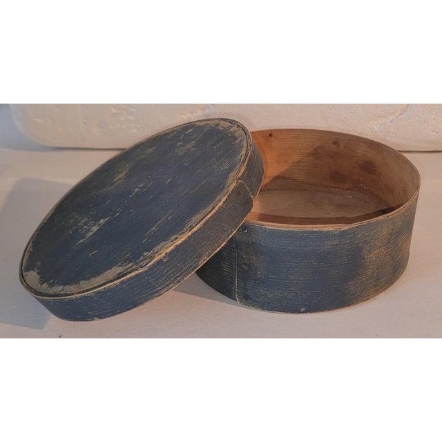 Folk Art 19Thc Original Blue Painted Medium Pantry Box For Sale - Image 3 of 4