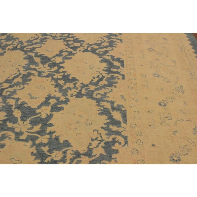Shabby Chic 1990s Shabby Chic Sun-Faded Charcoal/Lt. Tan Hand-Knotted Rug - 7'8 X 9'3 For Sale - Image 3 of 8