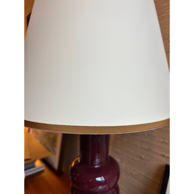 Mid-Century Modern Super Silk Off White Suede Lampshade For Sale - Image 3 of 5