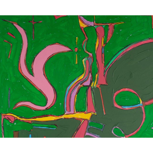 1980s Signed Abstract Mixed Media Painting by Harry Hilson For Sale In Indianapolis - Image 6 of 9