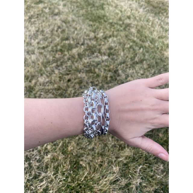 Slane Multi-Chain Wide Bracelet, Sterling Silver, Length 7.75 Inches For Sale - Image 4 of 4