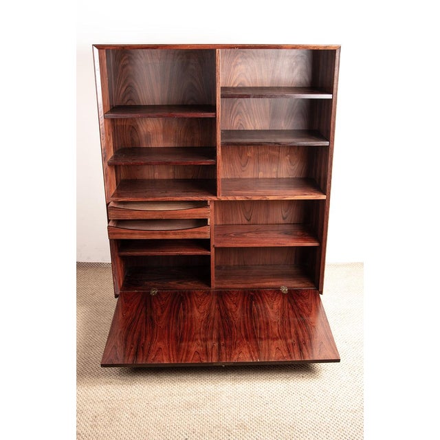 Brown Vintage Danish Bookcase in Rosewood and Brass by Erik Brouer for Brouers Mobelfabrik, 1960 For Sale - Image 8 of 16