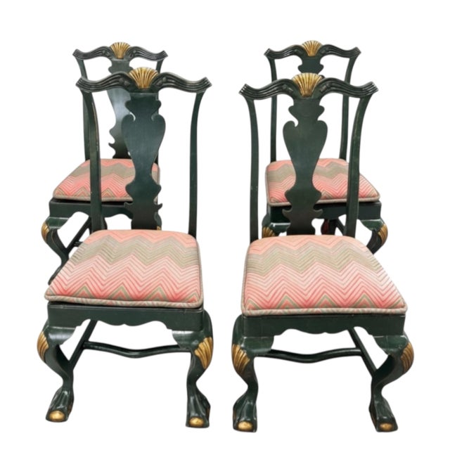Four 19th Century Queen Anne Style Dark Green Painted Side Chairs. For Sale In West Palm - Image 6 of 12