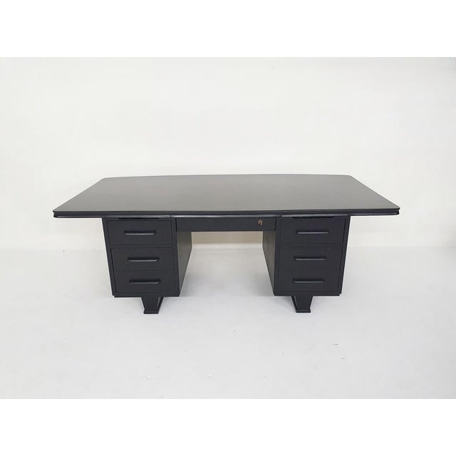 Large Black Wooden Executive Desk, 1960s For Sale - Image 9 of 18