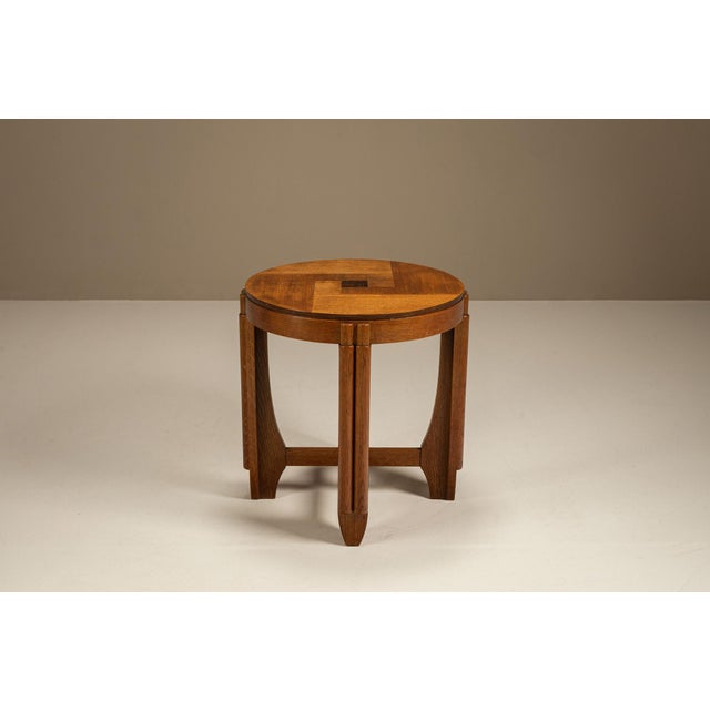 Amsterdam School Side Table in Oak with Coromandel Inlay, Netherlands, 1930s For Sale - Image 3 of 10