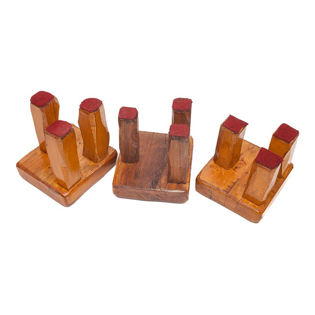 Brutalist Brutalist Stools in Oak, Set of 3 For Sale - Image 3 of 10