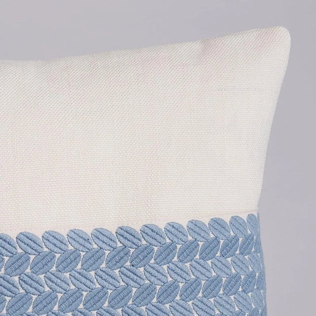 Contemporary Schumacher Berkeley 20" Lumbar Pillow in Sky For Sale - Image 3 of 4