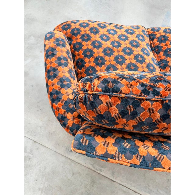 Metal Vintage Velvet Sofa with Scale Pattern, 1970s For Sale - Image 7 of 17