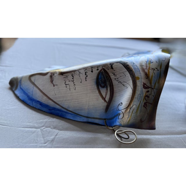 2000 - 2009 Dominique Caron Signed Hand-Painted Sculpted Leather Art Mask Wall Sculpture For Sale - Image 5 of 7