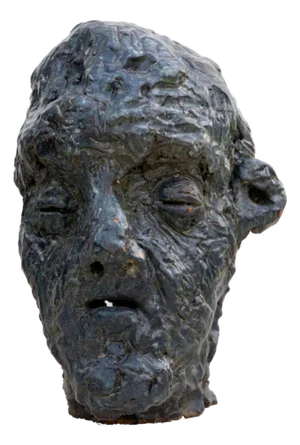 Cobalt Carbonate-Glazed Buño Clay Head Bust, 2010s