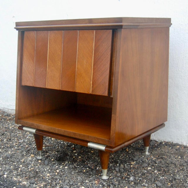 1950s Mid Century Brown Wood Nightstand Chairish