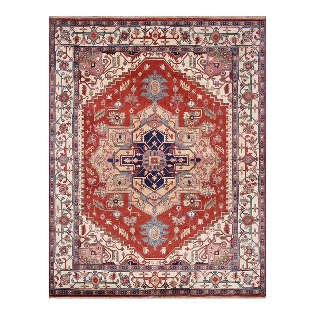 Pasargad Home Serapi Rust Wool Area Rug- 4' 1'' X 6' 0'' For Sale