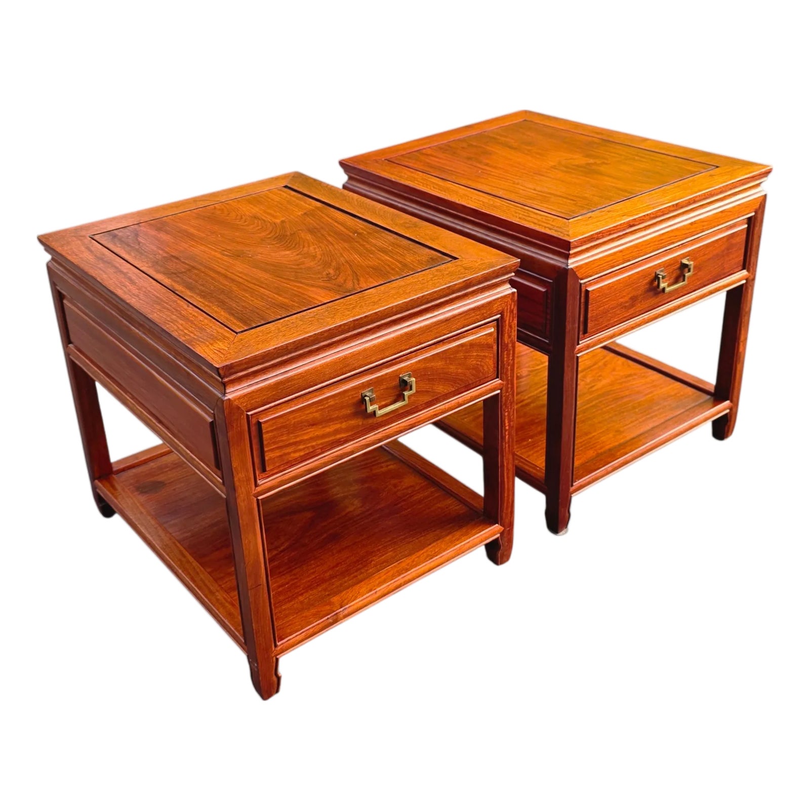 Mid 20th Century George Zee Style Solid Rosewood End Tables | Chairish