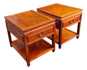 Mid 20th Century George Zee Style Solid Rosewood End Tables