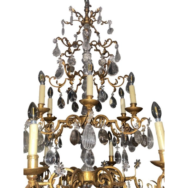 Late 20th Century Hand-Carved Rock Crystal and Wrought Iron Chandelier. u.s.A. For Sale In Los Angeles - Image 6 of 6