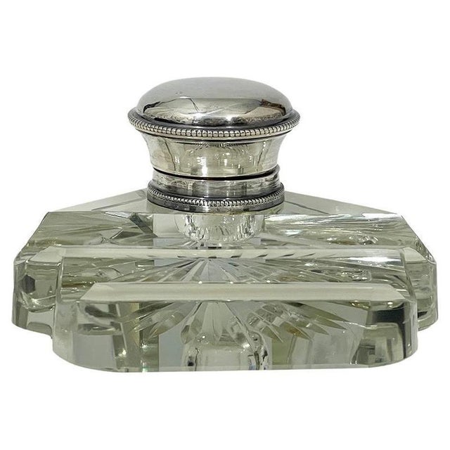 Dutch Clear Crystal and Silver Inkwell, 1850s For Sale - Image 11 of 11