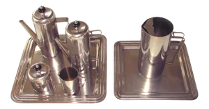 Mid-Century Modern Silverplate Tea & Coffee Service With Pitcher and Trays - Set of 10