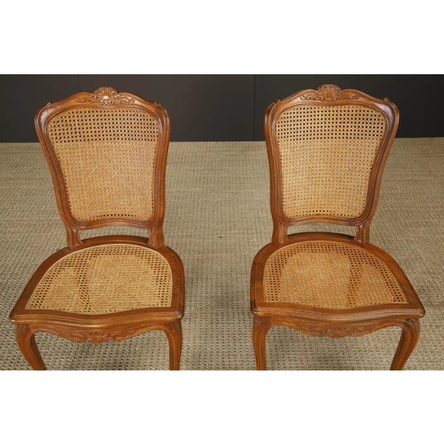 Pair of Antique Louis XV Style Walnut Caned Side Chairs, France, 19th Century For Sale - Image 4 of 18